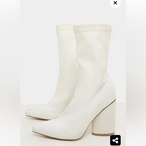 White PLT pull on sock boots